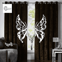 Butterfly Velvet curtains Brown