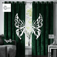 Butterfly Velvet curtains Green