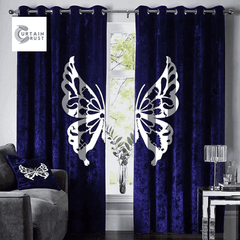 Butterfly Velvet curtains Royal Blue