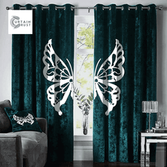 Butterfly Velvet curtains Teal