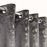 Premium Golden Textured Velvet Curtain - Brown