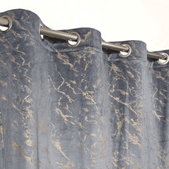 Premium Golden Textured Velvet Curtain - Grey