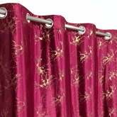 Premium Golden Textured Velvet Curtain - Maroon