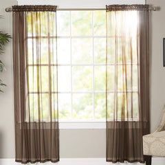 Polyester Sheer Net Curtain Brown