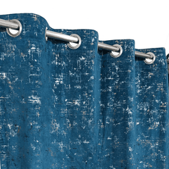 Premium Golden Textured Velvet Curtain - Teal