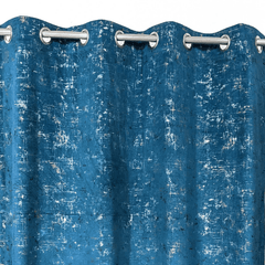 Premium Golden Textured Velvet Curtain - Teal