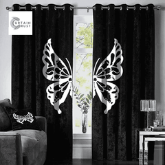 Premium Butterfly Velvet Curtain - Black