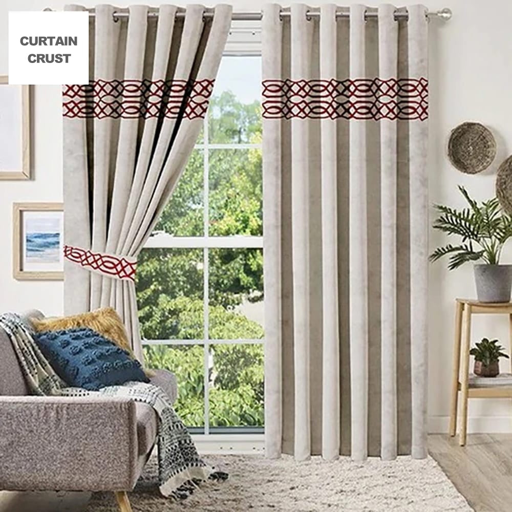 Premium Versace Velvet Curtain Panels - Beige