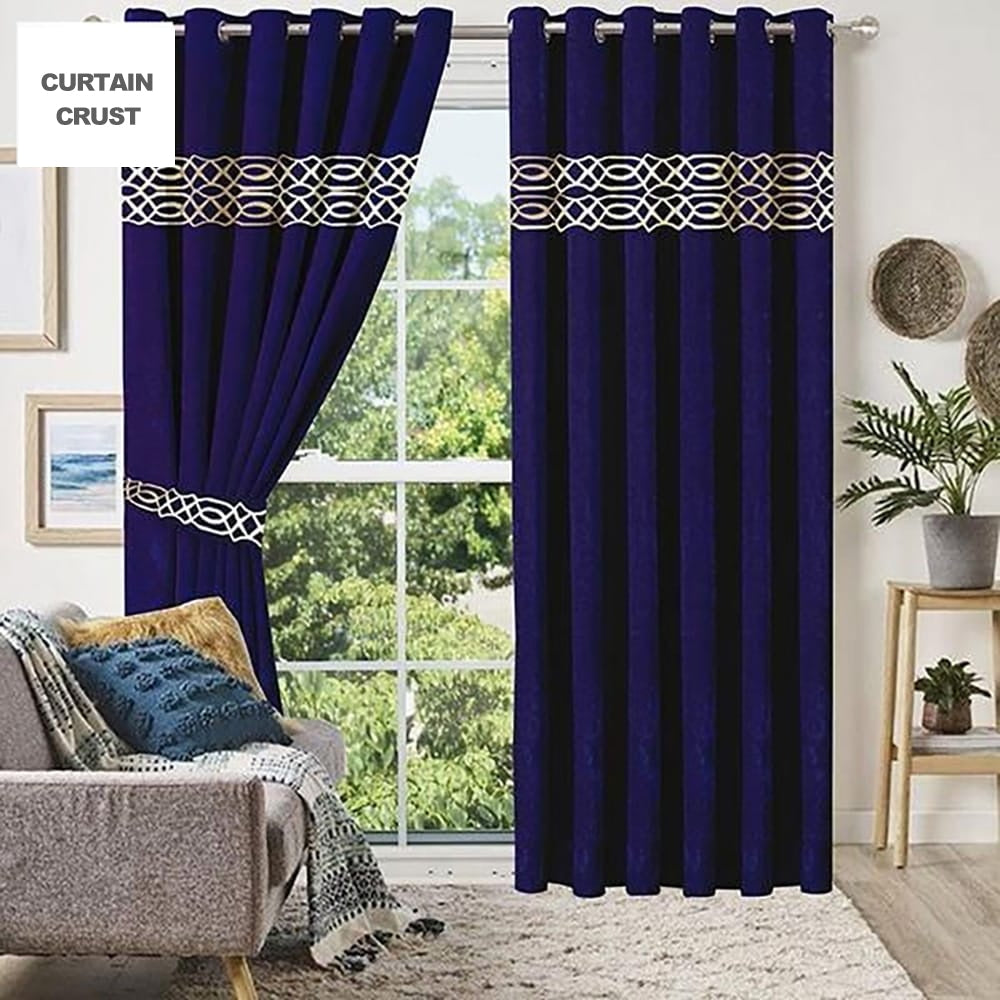 Premium Versace Velvet Curtain Panels - Blue