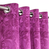 Self Embossed Velvet Curtain Bright Purple