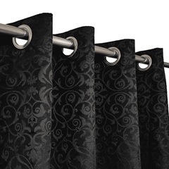 Self Print Thick Shanghai Curtain - Black 1