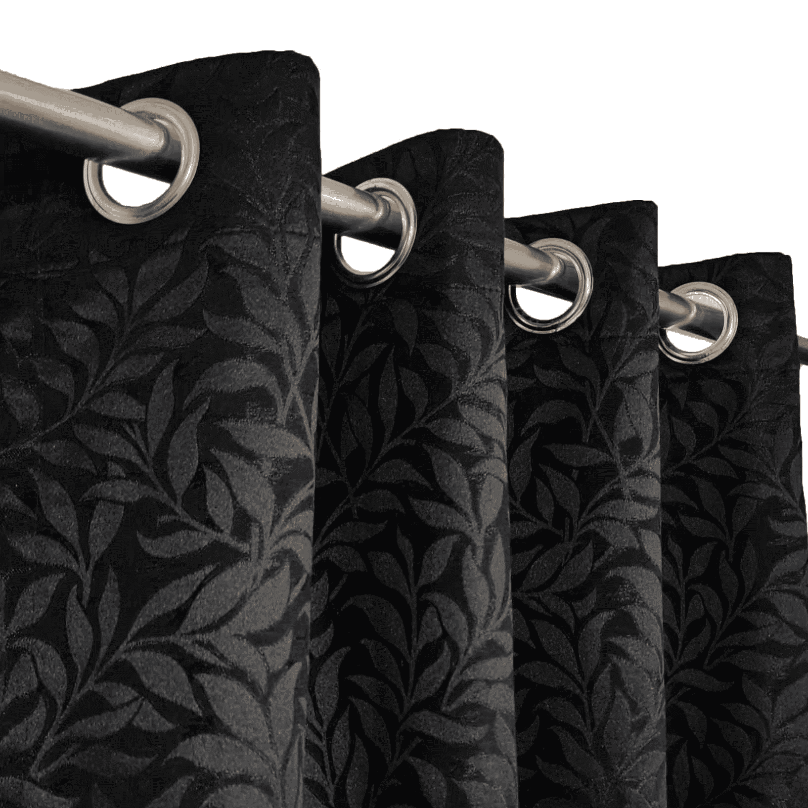 Self Print Thick Shanghai Curtain - Black 2-1-2