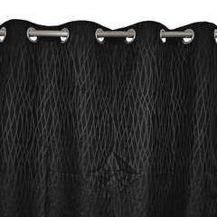 Self Print Thick Shanghai Curtain - Black 3-4-1