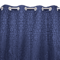 Self Print Thick Shanghai Curtain - Blue 2-2-2