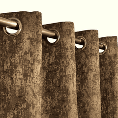 Self Print Thick Shanghai Curtain - Brown 1-2