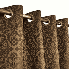 Self Print Thick Shanghai Curtain - Brown 4-1