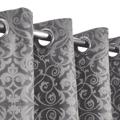 Self Print Thick Shanghai Curtain - Grey 5-1