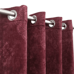 Premium Self Embossed Velvet Curtain - Maroon