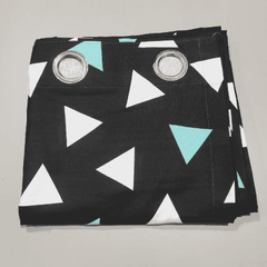 Duck Cotton Curtain - Black with Triangles
