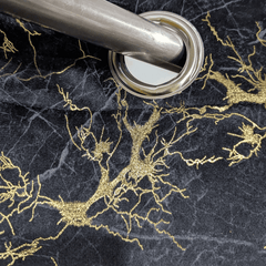 Premium Golden Textured Velvet Curtain -  Black