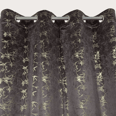 Premium Golden Textured Velvet Curtain -  Brown