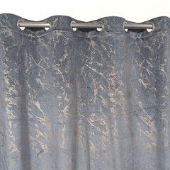 Premium Golden Textured Velvet Curtain -  Grey