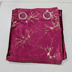 Premium Golden Textured Velvet Curtain -  Maroon