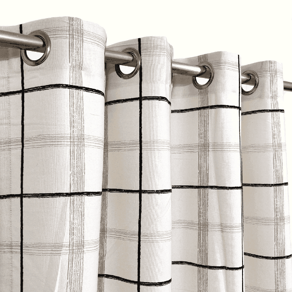 Off-White Checkered Duck Cotton Curtain