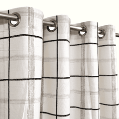 Off-White Checkered Duck Cotton Curtain