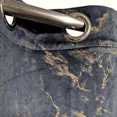 Premium Golden Textured Velvet Curtain -  Jet Black