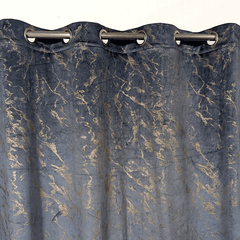 Premium Golden Textured Velvet Curtain -  Jet Black