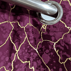 Premium Golden Textured Velvet Curtain -  Purple