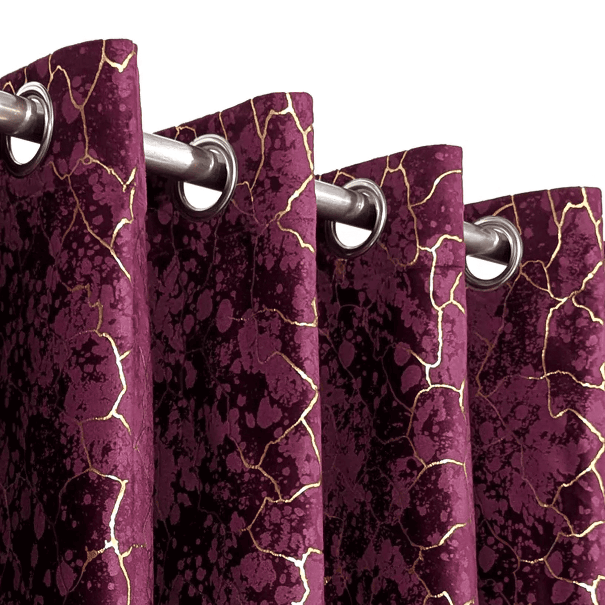 Premium Golden Textured Velvet Curtain -  Purple