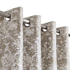 Premium Golden Textured Velvet Curtain -  Beige