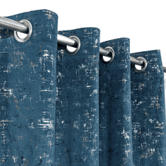 Premium Golden Textured Velvet Curtain -  Teal