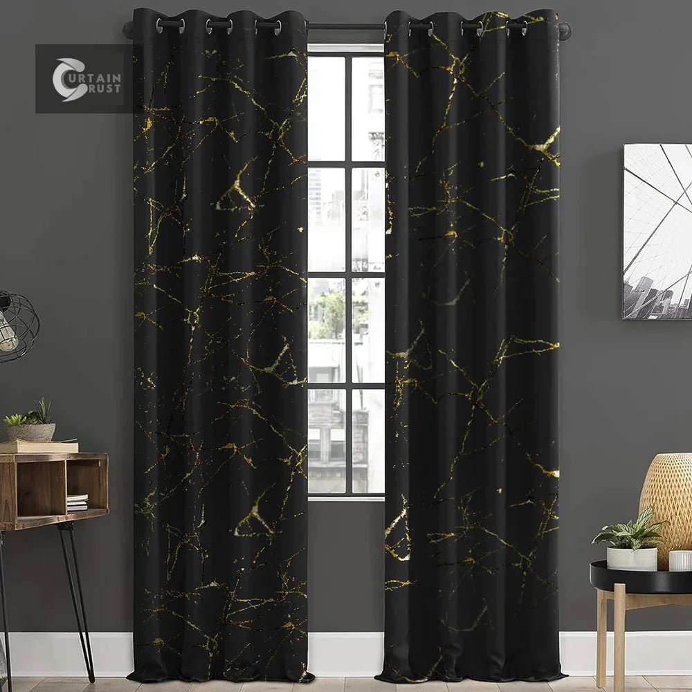 Premium Velvet Sprinkle Curtains - Black