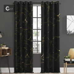 Premium Velvet Sprinkle Curtains - Black