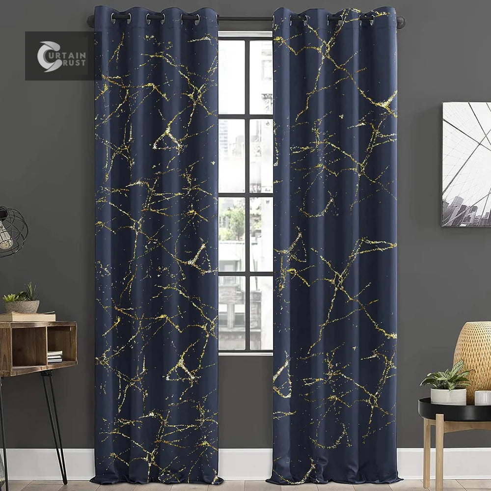 Premium Velvet Sprinkle Curtains - Blue