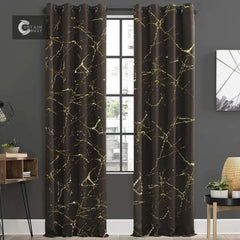 Premium Velvet Sprinkle Curtains - Brown