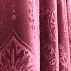 Premium Self Embossed Velvet Curtain - Lite Maroon