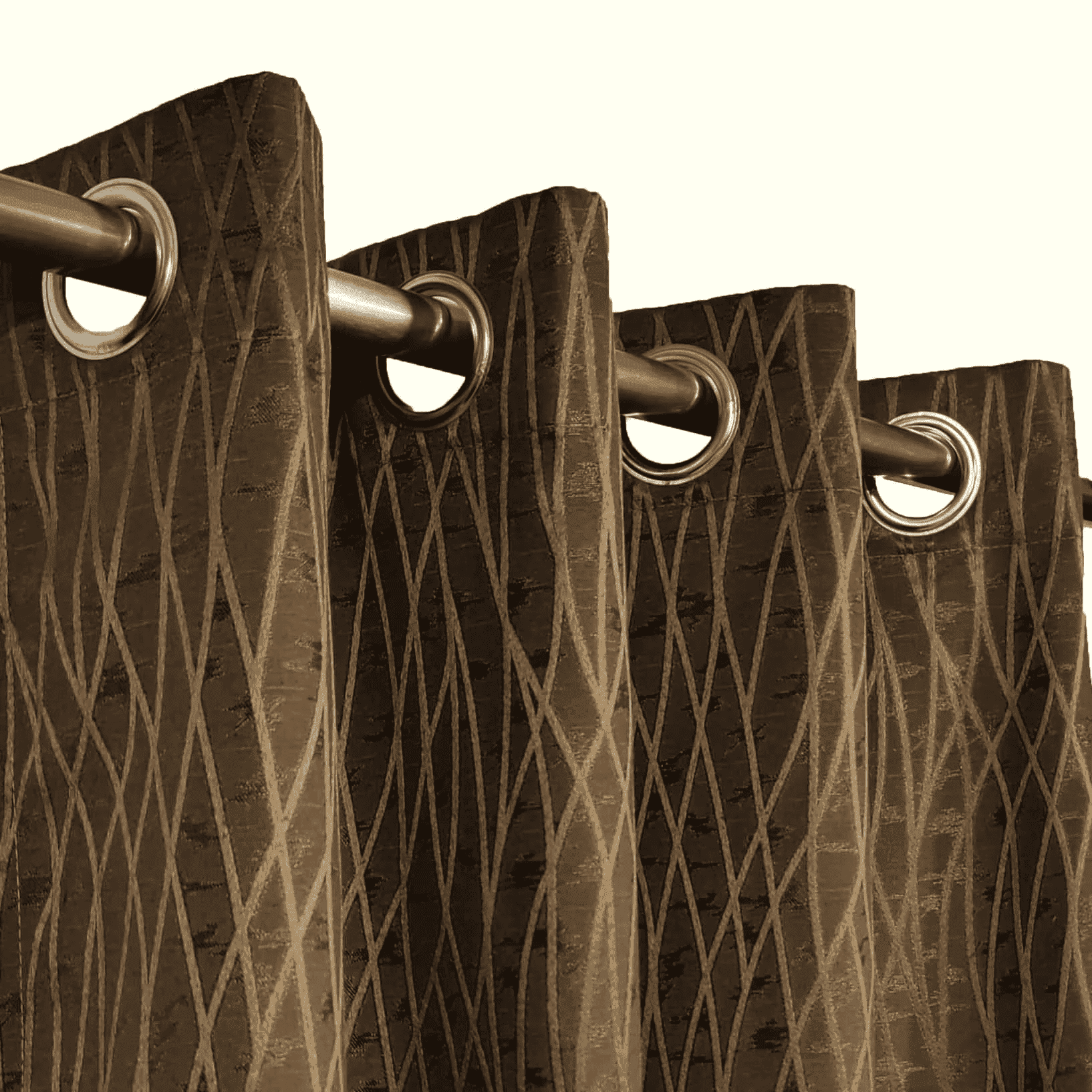 Self Print Thick Shanghai Curtain - Brown 2-1