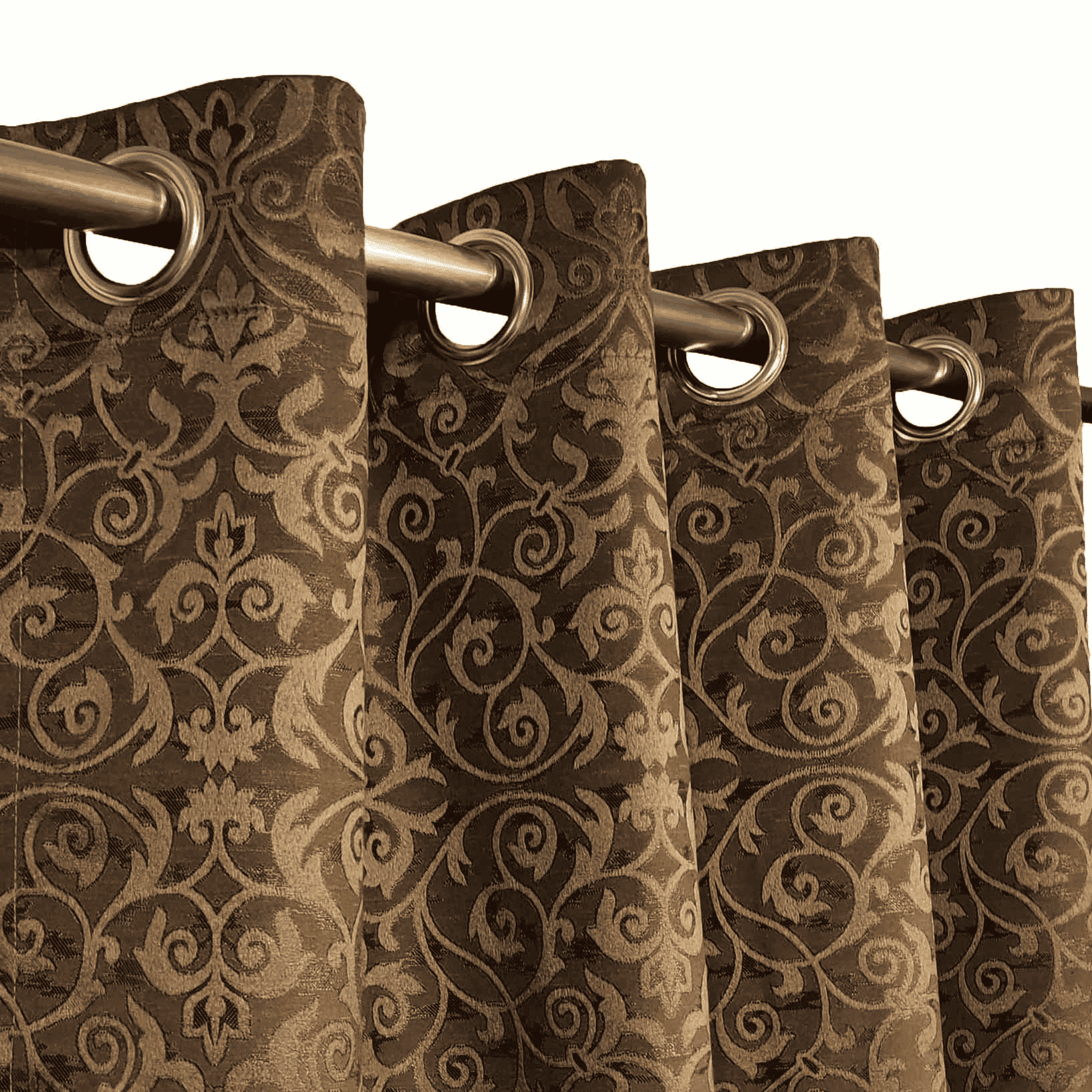 Self Print Thick Shanghai Curtain - Brown 4-1