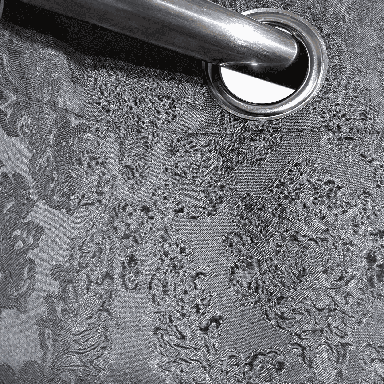 Self Print Thick Shanghai Curtain - Grey 2-1