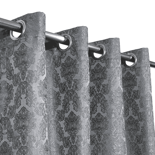 Self Print Thick Shanghai Curtain - Grey 2