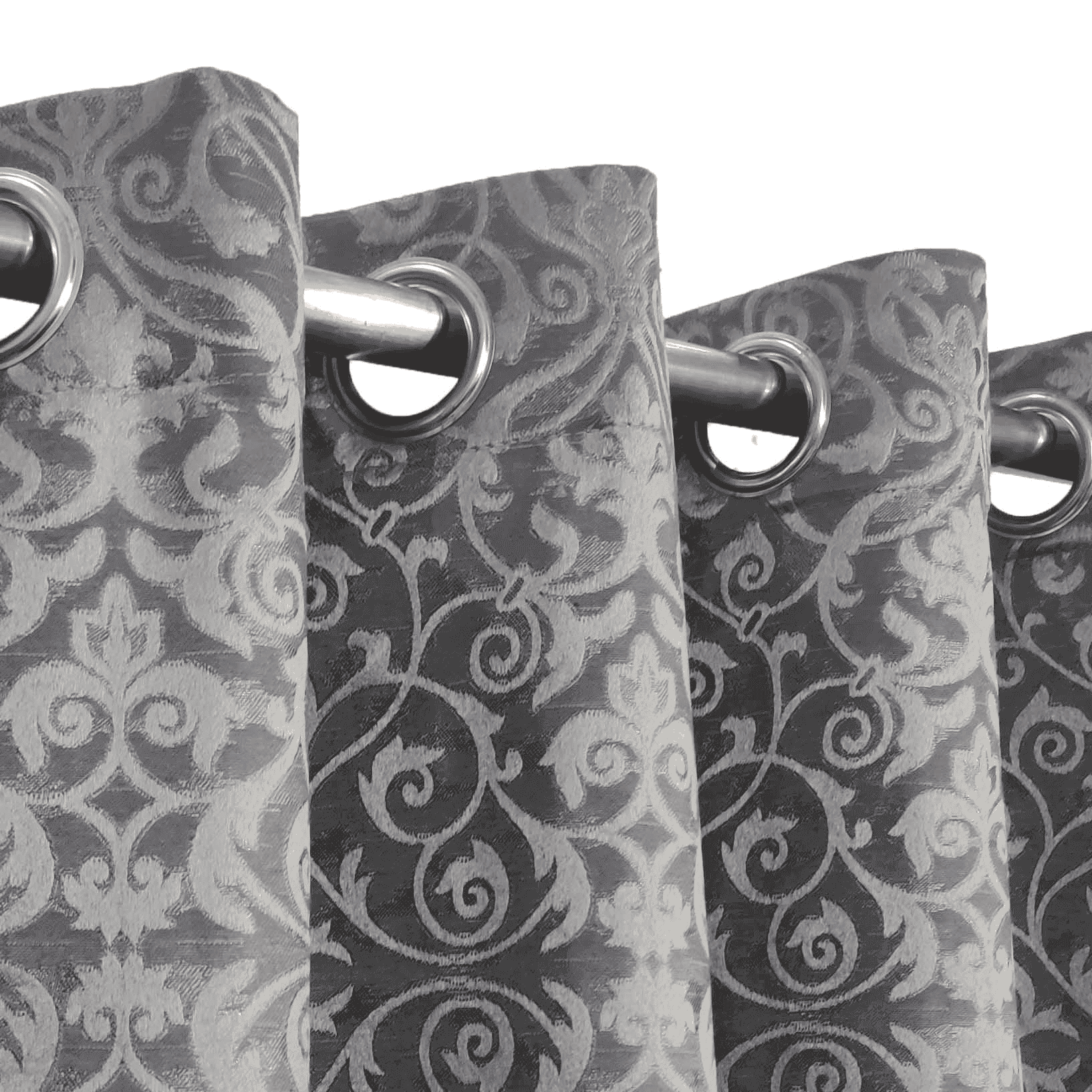 Self Print Thick Shanghai Curtain - Grey 5-1