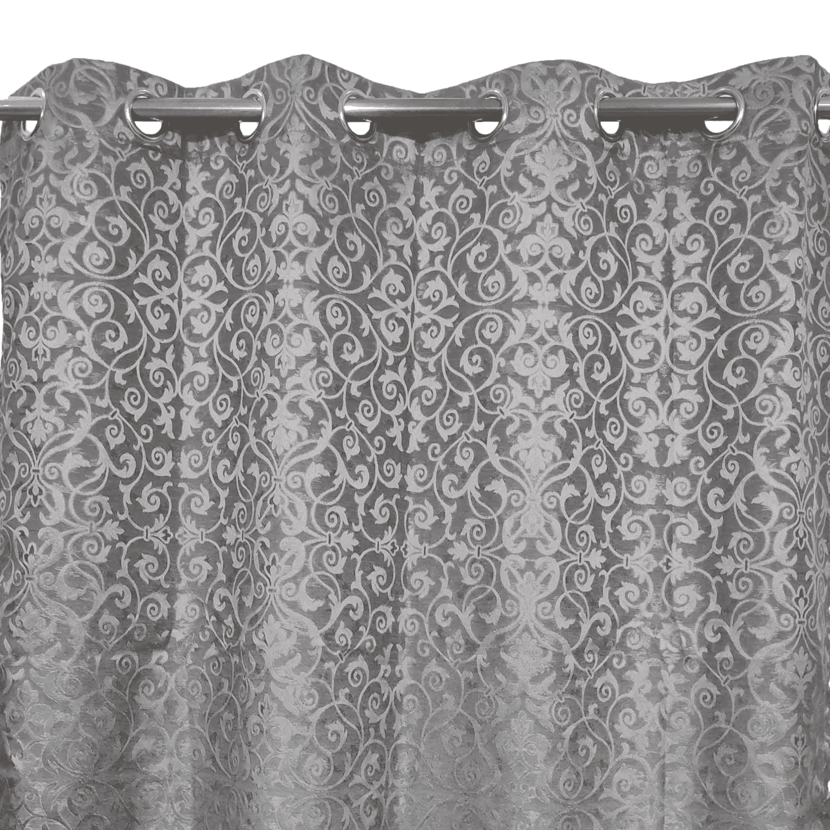 Self Print Thick Shanghai Curtain - Grey 5-3